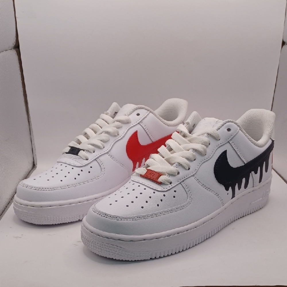 NEW Nike X Sir Castlw Tees Custom Air Force 1 '07-UA Drip White/Red/Black Sz 9